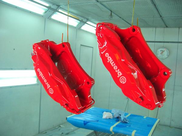 Painted GT500 Brembo's RED-brembopaintfirstcoat.jpg