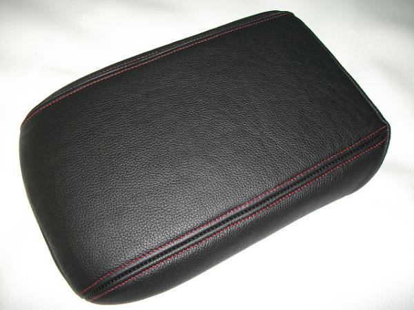 Padded Leather Console Armrests, Shift Boots and E-Brake covers-pebble-2-red-stitch.jpg