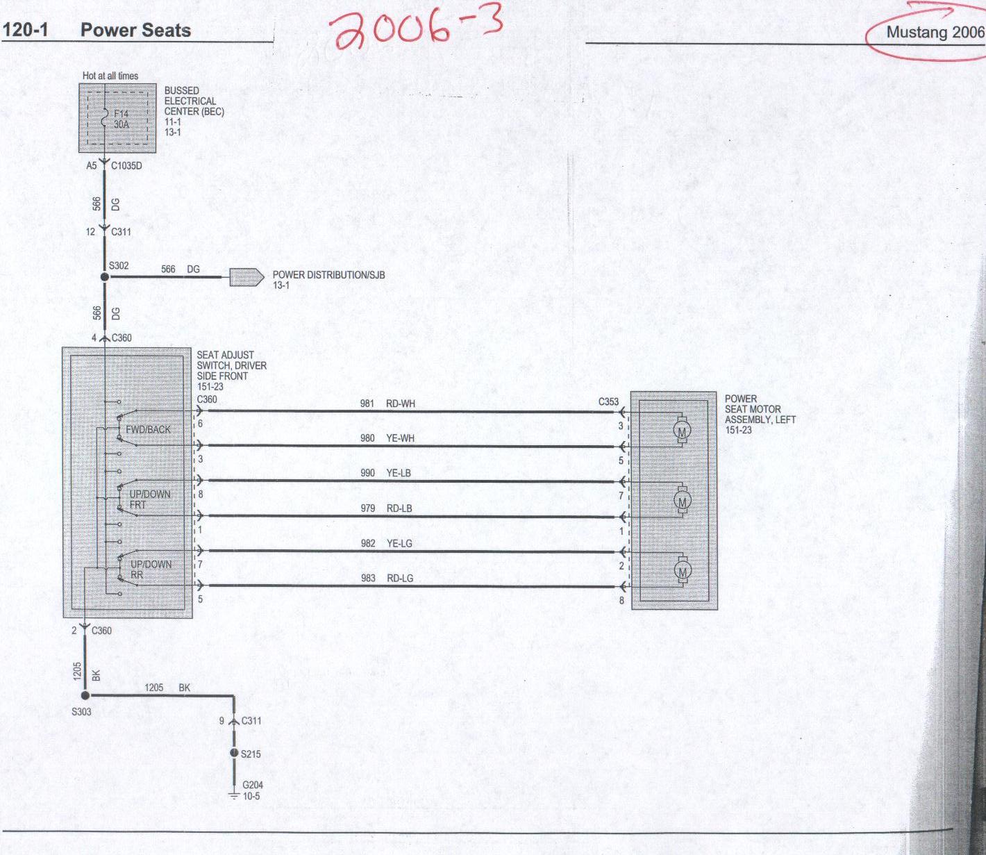 Power Seat Wiring Diagram from themustangsource.com