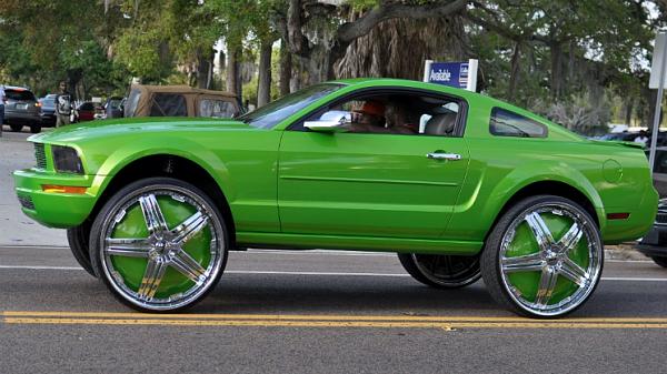 White Stangs With Black Rims-rides-green-mustang-rims-30-inch-donk-featured.jpg