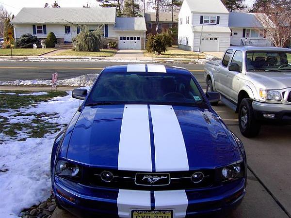 Vista Blue GT/CS coupe wanting stripes  and opinions-my06stangstriped5.jpg