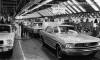 A 1966 Mustang hardtop coupe comes down the final assembly line at DAP