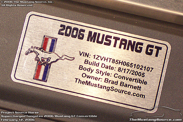 Ford Mustang Engraved Name Plate for Dashboard-Free Engraving 