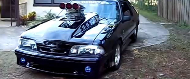 Pro Street Fox-body With A Giant 6-71 Blower Burns Rubber