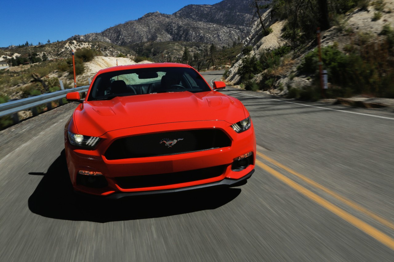2015-Mustang-EcoBoost-Orange-Driving-009