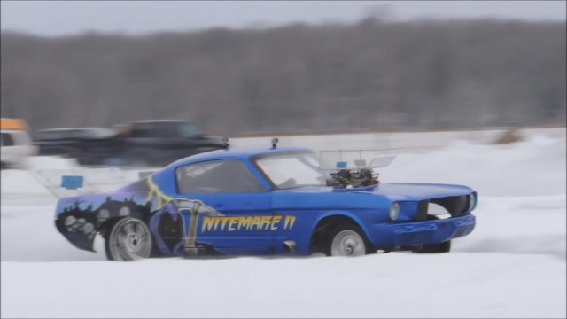 Nitemare II Mustang Drag Racing on Ice!