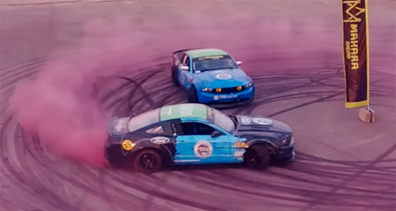 Mustang Duo Sets World’s Largest Tire Mark Record