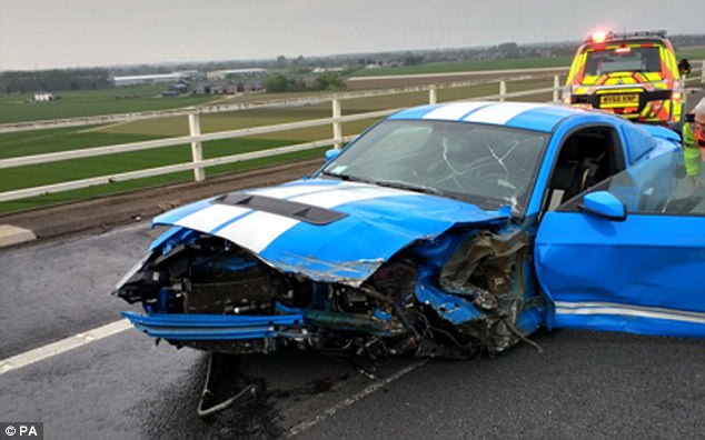 Mustang and Porsche Crash All Over U.K. Highway