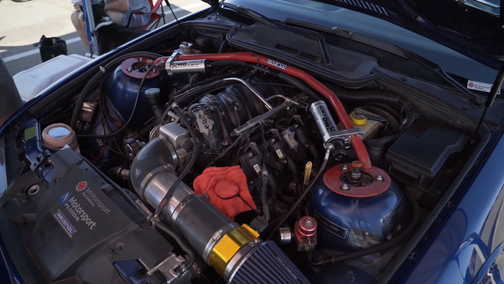 LS e36 supercharged fox body mustang 302 track battle