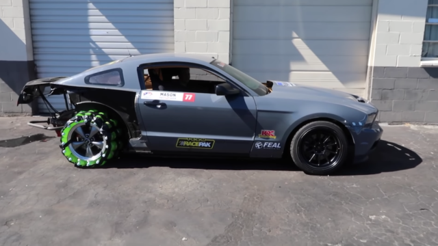 Josh Mason's drift Mustang with soda wheels.