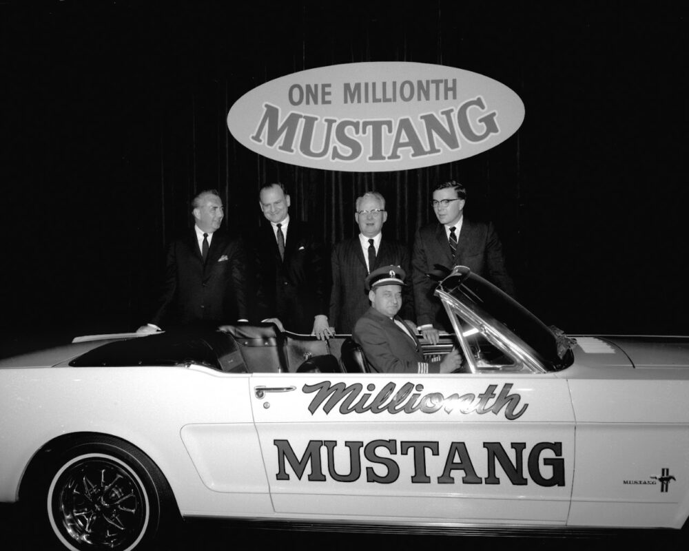 Iacocca with 1 Millionth Mustang in 1966