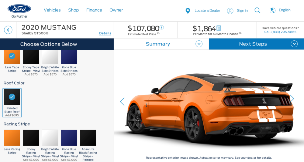 2020 Shelby GT500 Configurator
