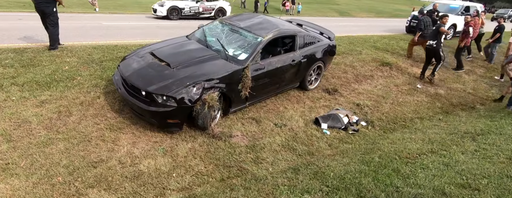 Cars and Coffee Mustang Crash