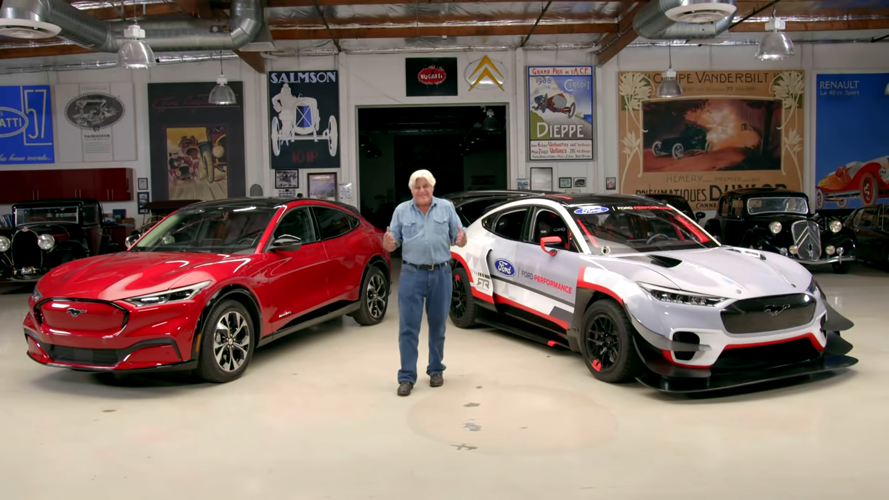 Mach E Mustang Pair Drop By Jay Leno S Garage The Mustang Source