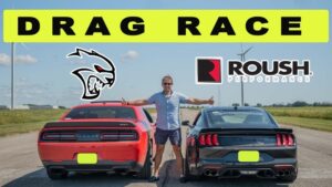Roush-Tuned Ford Mustang Dogs Challenger Hellcat On the Strip