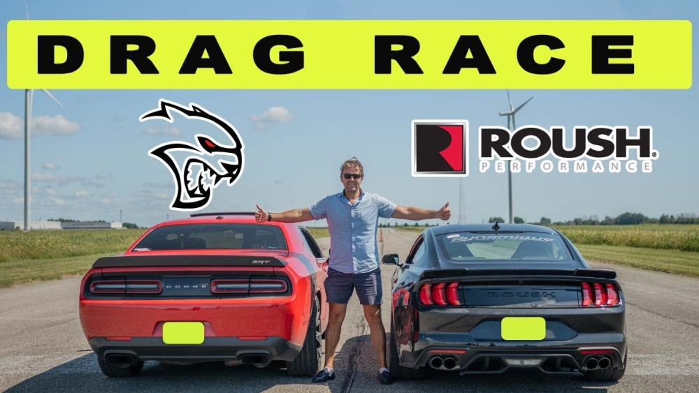 Roush-Tuned Ford Mustang Dogs Challenger Hellcat On the Strip